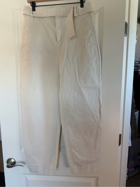Banana Republic Cream Belted Cotton Chinos
